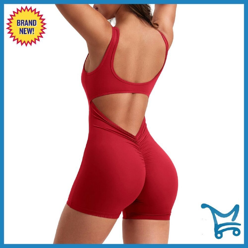 Sleeveless Workout Jumpsuit with Tummy Control & Backless Design